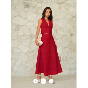 NWT Commense Eyelet Pattern Maxi Skirt Sz S